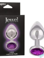 Large silver metal anal plug with amethyst rhinestone base by California Exotic Novelties