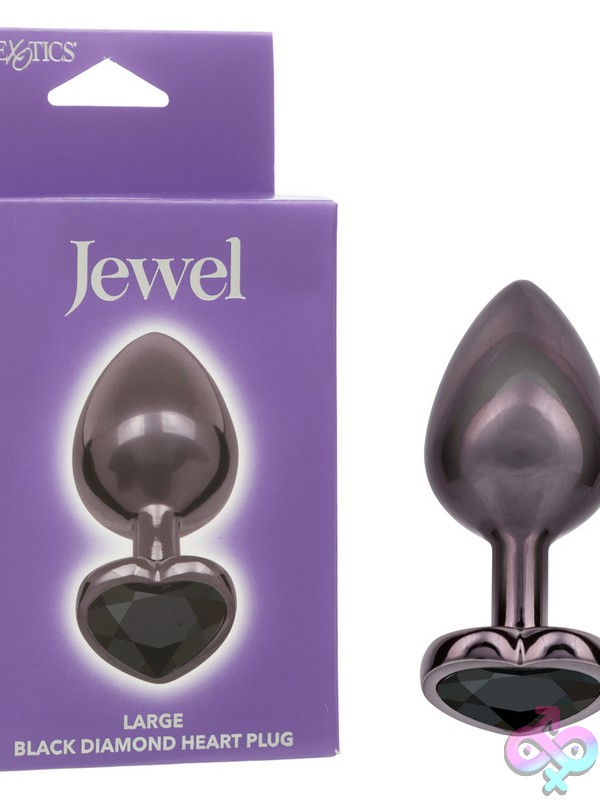 Discreet-Toys-Jewel-Large-Black-Diamond-Heart-Plug-Nu-Se-0438-60-3 Large Seamless Anal Plug With Black Diamond Heart Rhinestone Base By California Exotic Novelties