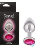 Large silver metal anal plug with rose-cut rhinestone gem accent by California Exotic Novelties