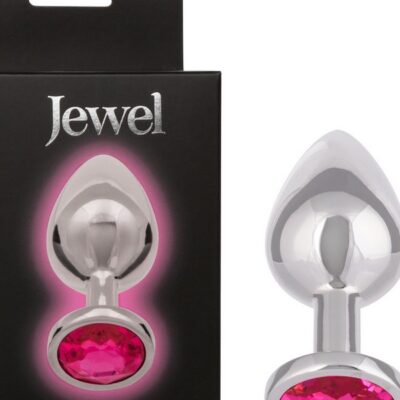 Large silver metal anal plug with rose-cut rhinestone gem accent by California Exotic Novelties