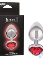 Large metal anal plug with ruby red heart rhinestone base by California Exotic Novelties