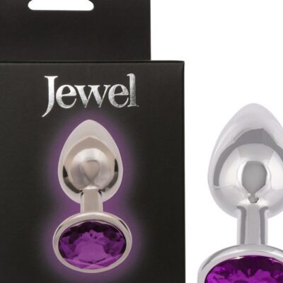 Small silver metal anal plug with amethyst gem base by California Exotic Novelties