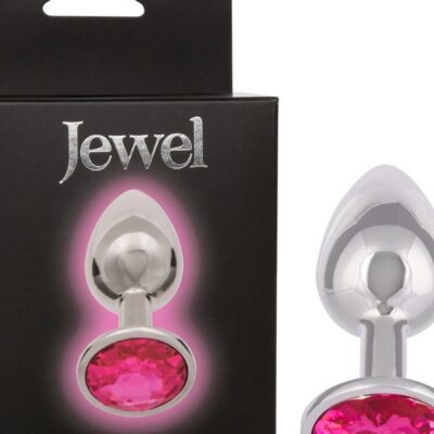 Small silver metal anal plug with rose rhinestone gem base by California Exotic Novelties