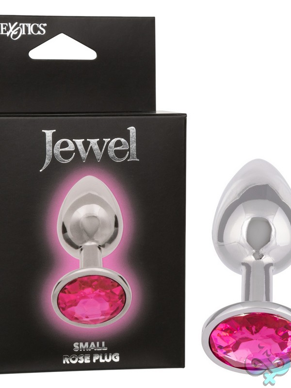 Discreet-Toys-Jewel-Small-Rose-Plug-Nu-Se-0438-05-3 Small Silver Metal Anal Plug With Rose Rhinestone Gem Base By California Exotic Novelties