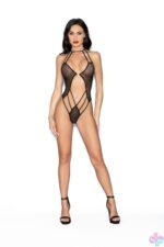 Jeweled Front Back Teddy - One Size - Black - Image 2
