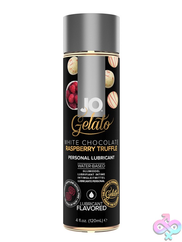 Discreet-Toys-Jo-Gelato-White-Chocolate-Raspberry-4-Oz-Nu-Jo40486 Jo Gelato White Chocolate Raspberry Flavored Water-Based Lubricant 4 Oz Clear Bottle By System Jo