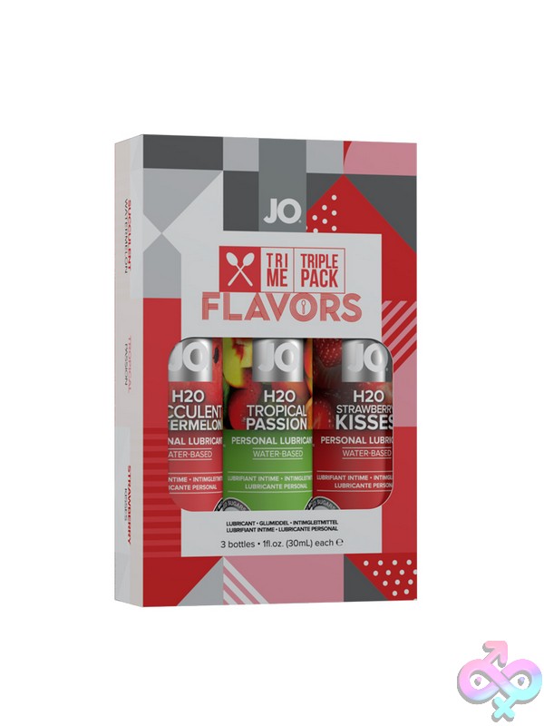 Discreet-Toys-Jo-Tri-Me-Triple-Pack-Flavors-Nu-Jo10060 System Jo Tri Me Triple Pack Flavored Personal Lubricant Set With Watermelon, Tropical Passion, And Strawberry Kisses By System Jo