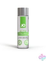 Clear 8 oz aloe water-based personal lubricant bottle by System Jo