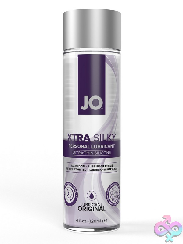 Discreet-Toys-Jo-Xtra-Silky-Thin-Silicone-4-Oz-Nu-Jo40484 Jo Xtra Silky Thin Clear Silicone Lubricant 4 Oz Bottle By System Jo