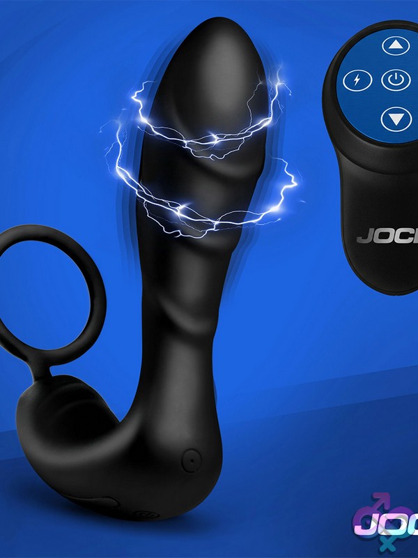 Discreet-Toys-Jock-Electro-Shockwave-E-Stim-Anal-Plug-W-C-Ring-Nu-Cn1059 E-Stim Anal Plug With C-Ring Jock Electro Shockwave By Curve Novelties Black Silicone