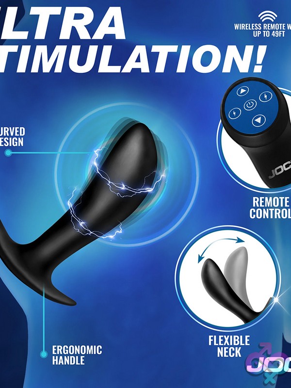 Discreet-Toys-Jock-Electro-Spark-E-Stim-Slim-Prostate-Plug-Nu-Cn1057 E-Stim Prostate Plug Jock Electro Spark Slim Prostate Plug By Curve Novelties Black Silicone