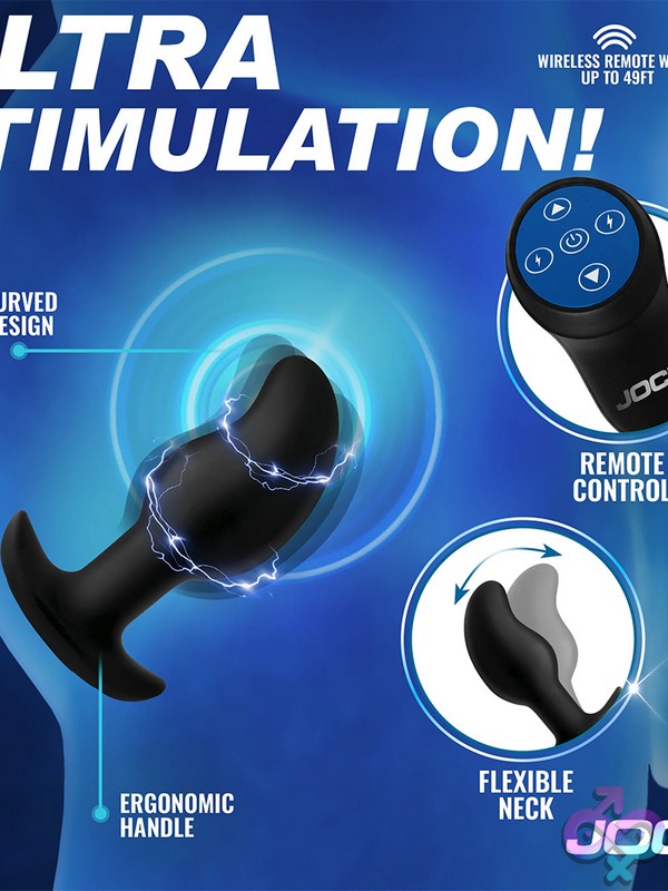 Discreet-Toys-Jock-Electro-Volt-E-Stim-Curved-Prostate-Plug-Nu-Cn1058 Curved E-Stim Prostate Plug Jock Electro Volt By Curve Novelties Black Silicone