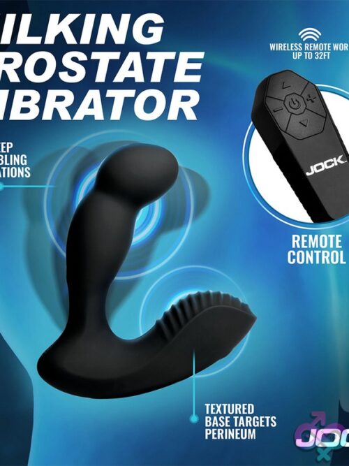 Jock P-Force Milking Silicone Prostate Vibrator With Remote – Black - Image 3