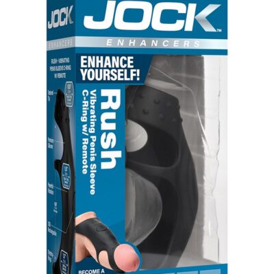 Black vibrating penis sleeve with dual c-ring and wireless remote by Curve Novelties