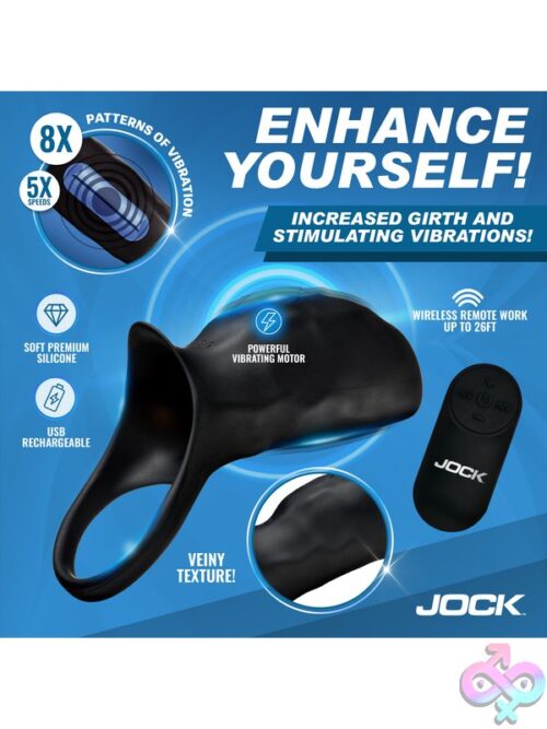 Jock Enhancers Surge Vibrating Penis Sleeve C-Ring With Remote – Black - Image 5