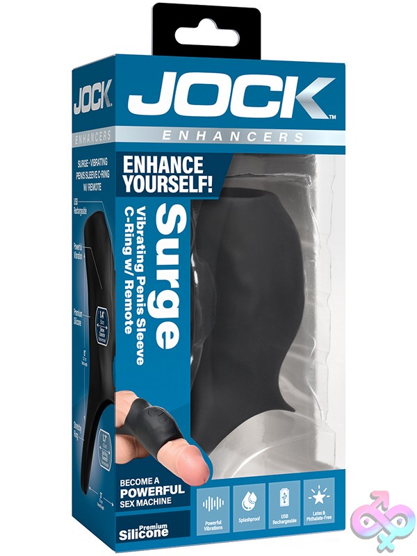 Discreet-Toys-Jock-Enhancers-Surge-Vibrating-Penis-Sleeve-C-Ring-W-Remote-Nu-Cn1046 Black Vibrating Penis Sleeve And C-Ring With Wireless Remote By Curve Novelties