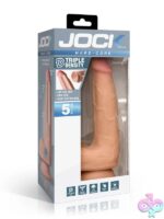 Realistic triple density dildo with balls in beige by Curve Novelties