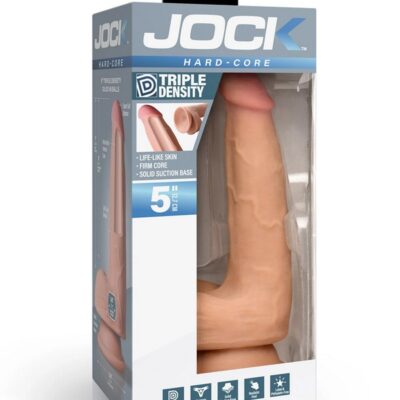 Realistic triple density dildo with balls in beige by Curve Novelties