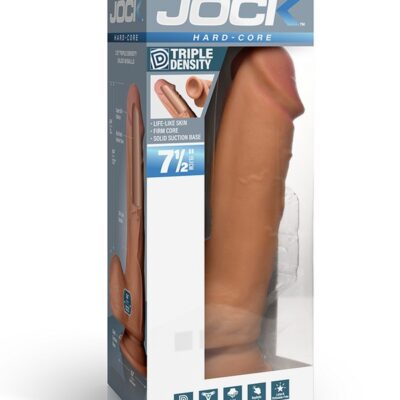 7.5 inch triple-density realistic dildo with suction cup base and balls in beige by Curve Novelties