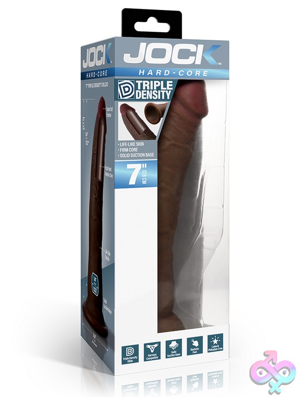 Discreet-Toys-Jock-Hard-Core-7-Triple-Density-Dildo-Dark-Nu-Cn1042-Dark 7-Inch Dark Brown Realistic Dual-Density Dildo With Suction Cup Base By Curve Novelties
