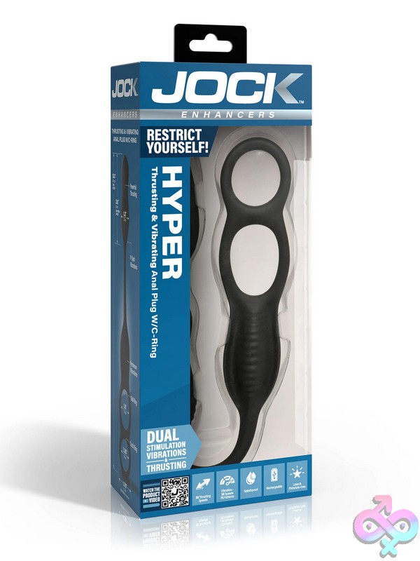 Discreet-Toys-Jock-Hyper-Thrusting-And-Vibrating-Anal-Plug-With-C-Ring-Nu-Xr-Cn1018 Hyper Thrusting Vibrating Anal Plug With C-Ring In Black Silicone By Curve Novelties