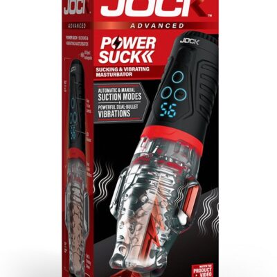 Clear rubber vibrating suction masturbator with LED screen by Curve Novelties