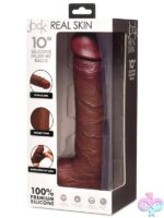 10-inch dual-layer realistic silicone dildo with balls in brown by Curve Novelties