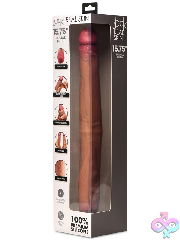 Discreet-Toys-Jock-Real-Skin-15-75-Double-Dildo-Medium-Nu-Cn-09-0964-12 Realistic 15.75 Inch Double-Ended Dildo In Beige With Suction-Cup Base And Dual-Density Silicone By Curve Novelties