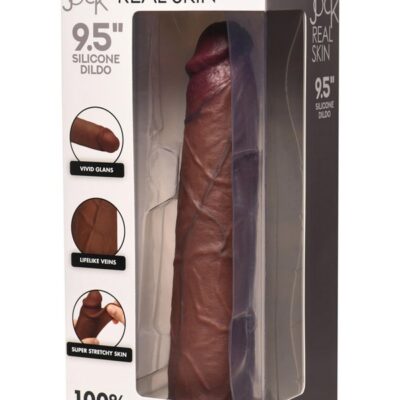 Realistic dual-density 9.5 inch brown silicone dildo with suction-cup base by Curve Novelties