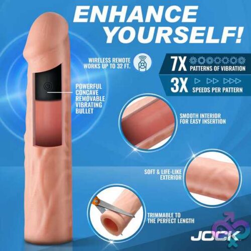 Jock Vibrating Penis Extension With Remote - Light - Image 3