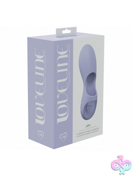 Joy Rechargeable Silicone Finger Vibrator With 10 Speeds Shown In Four Colors On A Soft Neutral Background