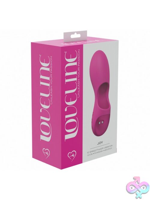 Joy Rechargeable Silicone Finger Vibrator With 10 Speeds Shown In Four Colors On A Soft Neutral Background