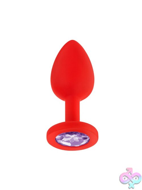 Jeweled Silicone Butt Plug With 3 Interchangeable Stones – Red - Image 2