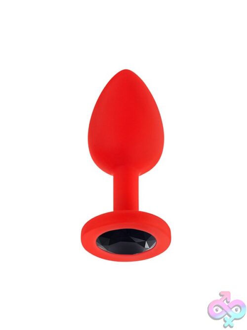 Jeweled Silicone Butt Plug With 3 Interchangeable Stones – Red - Image 3