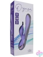 Flexible purple rabbit vibrator with curved external teaser and dual motors by Juicy