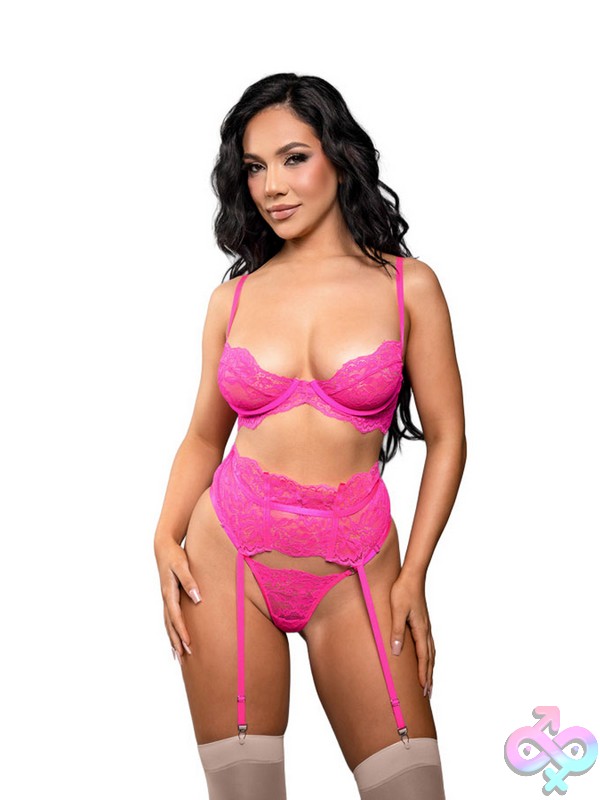 Juliette 3-Piece Lace Bra, Garter Belt & Panty Set, one of our sexy lingerie sets
