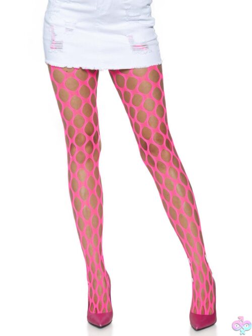 Jumbo Pothole Net Tights - Neon Pink- One Size - Image 4