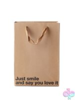 Beige Kraft paper snarky gift bags 3-pack with brown ribbon handles by Wood Rocket