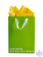 Just Smile & Say You Love It Snarky Gift Bag – Green - Image 2