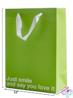 Just Smile & Say You Love It Snarky Gift Bag – Green - Image 3