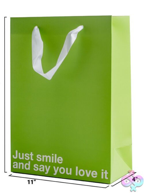 Just Smile &Amp; Say You Love It Snarky Gift Bag – Green - Image 3