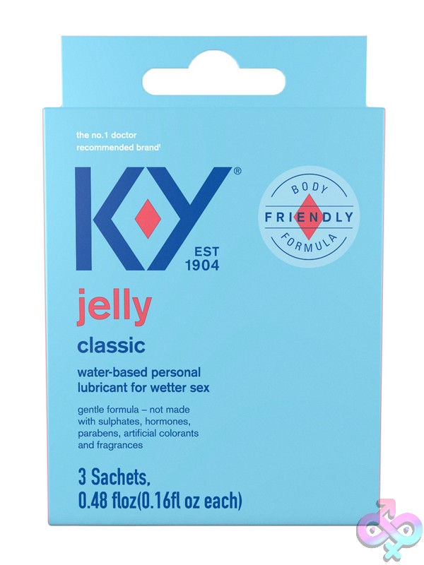Discreet-Toys-Ky-Jelly-3Pk-Sachet-16-Oz-Nu-Pm99373 Clear Water-Based K-Y Jelly Personal Lubricant Single-Use Sachets 3-Pack By Paradise Marketing