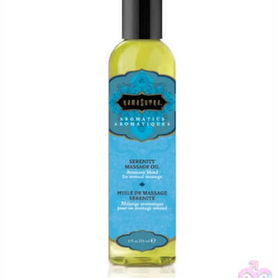 Aromatic Massage Oil Serenity 8 fl oz by Kama Sutra in clear glass bottle