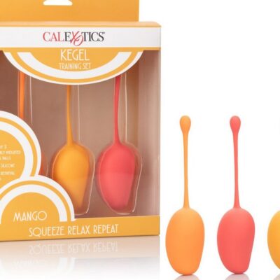 3-piece weighted silicone kegel training set in graduated weights by California Exotic Novelties