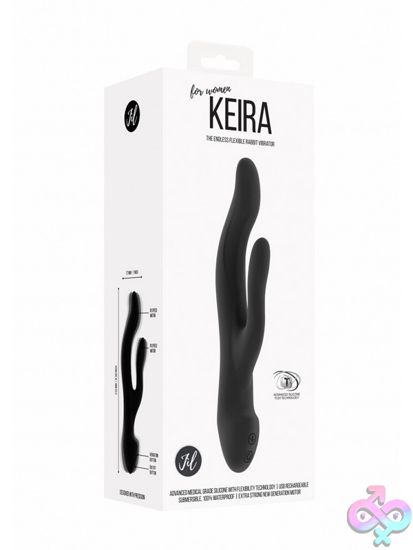 Discreet-Toys-Keira-Black-Nu-St-Jil004Blk Bendable Black Rabbit-Style Vibrator With Dual Motors By Shots Toys