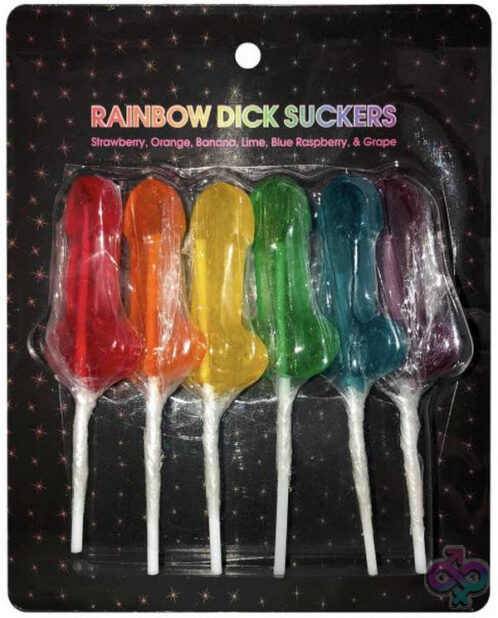 Rainbow Dick Suckers novelty candy lollipops by Kheper Games — six flavors
