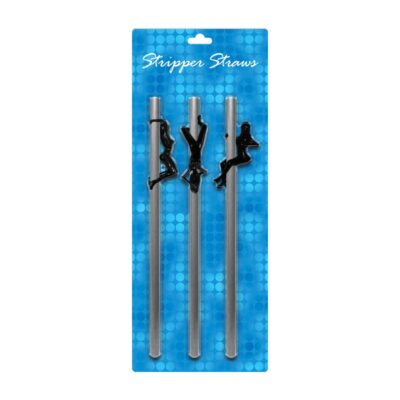 Stripper Straws Female by Kheper Games — black and silver novelty drinking straws with dancer figurines