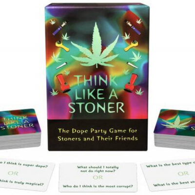 Think Like a Stoner party card game by Kheper Games — 200 question cards with cannabis leaf themed packaging