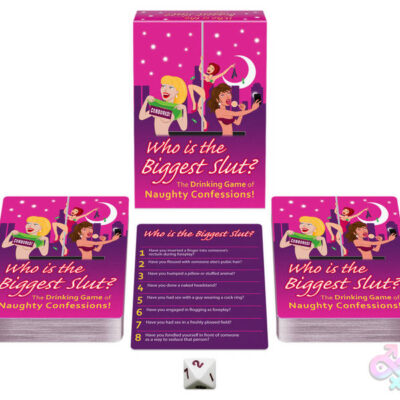 Who's the Biggest Slut card game by Kheper Games — adult party drinking game with 69 cards and 8-sided die