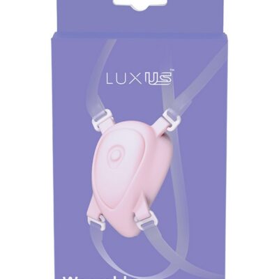 Adjustable pink silicone vibrator harness by Kiiroo